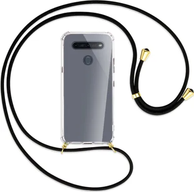Produktbild von Handykette Backcover-Schutzhülle mit Band (Metall goldfarben) für LG K51S LM-K510 - schwarz