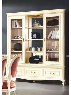 Produktbild von Casa Padrino Luxus Barock Vitrine Creme / Gold 166,1 x H. 206,6 cm - Barock Möbel