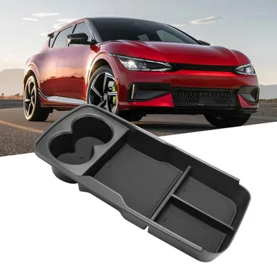 Image de Boîte de rangement pour console centrale, compatible avec les modèles Kia EV6 de 2021 à 2024, en ABS et polycarbonate