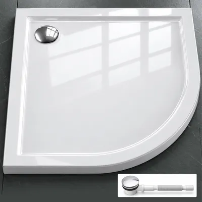 Produktbild von Mai & Mai Duschwanne Duschtasse Faro in weiß inkl. Ablaufgarnitur 01, Form: Viertelkreis, BTH:90x90x4cm