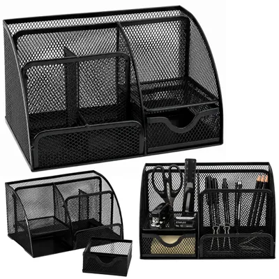 Zdjęcie produktu dla Metalowy organizer na biurko, szuflada biurowa, czarna