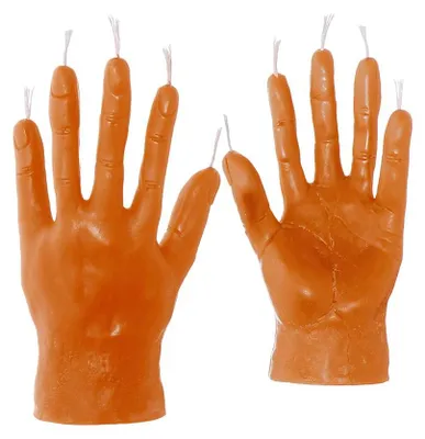 2 Bienenwachskerzen orange, handgemacht, 12 cm, Tropfkerzen