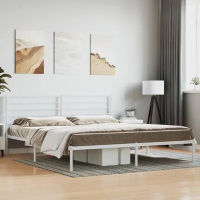 Produktbild von The Living Store Bettgestell mit Kopfteil Metall Weiß 180x200 cm