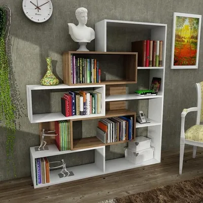Produktbild von Bücherregal Weiß - Walnuss Marla ""