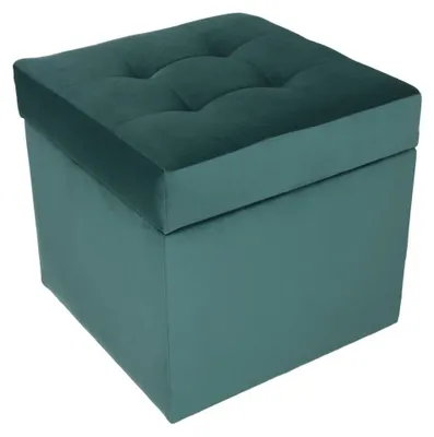 Obrázok produktu pre MG Design, modrý taburet s úložným priestorom, 45x45 cm - objem úložného priestoru 50 litrov, nosnosť do 300 kg, tvarovo stabilný, dodávaný zmontovaný, vhodný do obývačky a predsiene