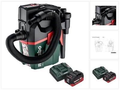 Produktbild von Metabo AS 18 L PC Compact Akku Sauger 18 V 6 l IPX4 Staubklasse L Nass und Trocken + 1x Akku 10,0 Ah + Ladegerät