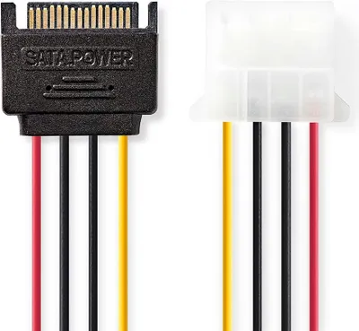 Zdjęcie produktu dla Nedis CCGP73530VA015, 0,15 m, SATA 15-pin, Molex (4-pin), Męska, Żeńska, Prosty