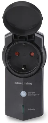 Produktbild von Ednet .power Funksteckdose für den Außenbereich Empfängereinheit, IP44 Spritzwassergeschützt, schwarz, Draußen, Schwarz, 230 V, 16 A
