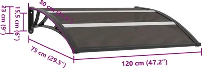 Produktbild von vidaXL Vordach Schwarz 120x75 cm PC
