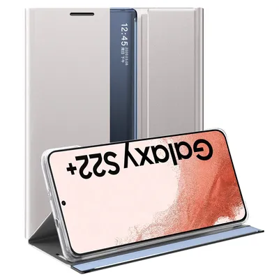 Obrázek produktu pro Samsung Galaxy S22 Plus 5G Pouzdro, Slim Flip Kožené Pouzdro s Okénkem a Stojánkem pro Galaxy S22 Plus 5G Stříbro