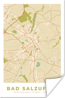Produktbild von MuchoWow® Poster Bad Salzuflen - Stadtplan - Vintage - Karte 40x60 cm - Plakate für die Wand - Poster Babyzimmer