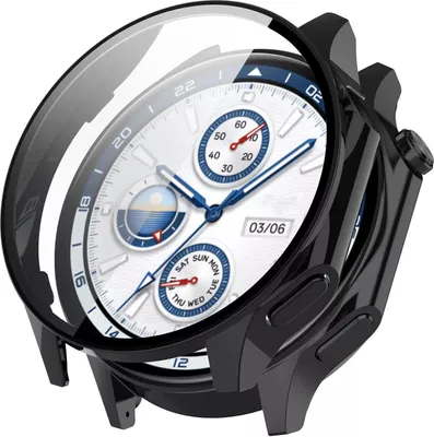 Produktbild von Strap-it Hartschalenetui mit Bildschirmschutz - passend für die OnePlus Watch 2 (schwarz)