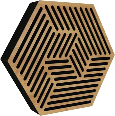 Produktbild von 6er-Set — Wandmontierte Akustikplatten | Schallabsorbierende & dekorative Holzpaneele zur Echoreduzierung| [HEXAGON | Eiche]