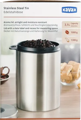 Productafbeelding van RVS koffiebus, 1 kg inhoud, bewaardoos