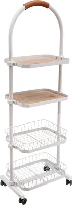 Produktbild von 4-stufiges Lagerregal mit Rollen Küchenregal Büroregal 40*25*103cm (weiß)