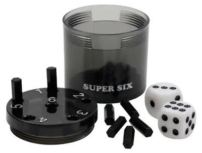 Immagine prodotto di BestSaller 3013 SUPER SIX gioco di dadi in plastica ABS, anche da viaggio, 36 stecche e 2 dadi, nero