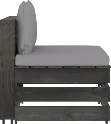 Produktbild von vidaXL Modulares Mittelsofa mit Kissen Grau Imprägniertes Holz