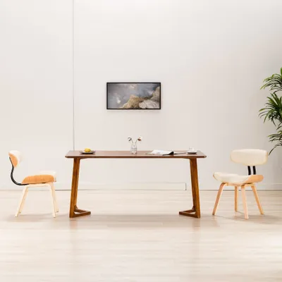 Immagine prodotto di The Living Store Sedie da pranzo 2 pz. Legno curvo crema e Similcuoio