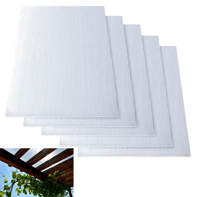 Image de Plaques en polycarbonate alvéolaire, double paroi, 8 mm, 5 pièces. Plaques de toiture de 3,66 m², plaques alvéolaires résistantes aux UV, pour serre, jardin, serre, transparentes