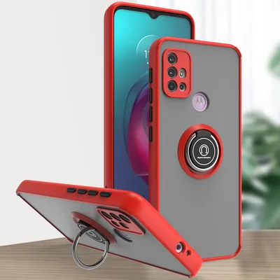 Produktbild von Moto G10 / G20 / G30 Hülle, Ring Halter Ständer Matte Transluzent TPU Rahmen Stoßfest Schutzhülle für Motorola Moto G10 / G20 / G30 Rot