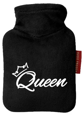 Produktbild von Huuraa Mini-Wärmflasche Queen Krone 0,2 Liter Black Mini Veloursbezug Taschenwärmer Geschenkidee