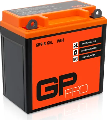 Zdjęcie produktu dla Akumulator żelowy GP-PRO 12 V 9 Ah GB9-B do skuterów / motocykli, bezobsługowy, szczelny, wstępnie naładowany, kompatybilny z modelami YB9-B / CB9-B