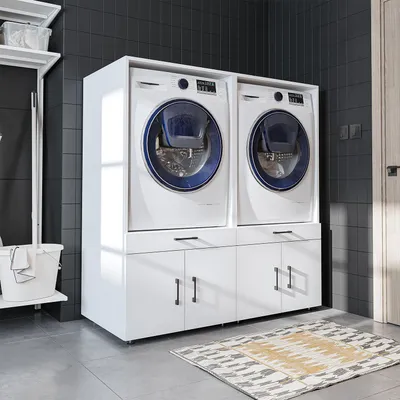 Immagine prodotto di Roomart SERIE 3 Armadio doppio per lavatrice, larghezza 134 cm, bianco
