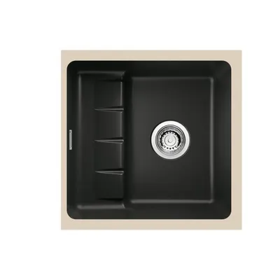 Immagine prodotto di NABER 1091023 Lavello da incasso PickUP U con miscelatore Premium, larghezza mobile a partire da 600 mm, ceramica, Nero