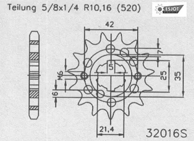 Produktbild von Esjot Kettenrad 520 14z Racing