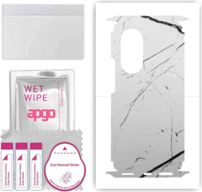 Produktbild von apgo Rückseite + Seiten Schutzfolie, Skin, kompatibel mit Honor 50 Pro, Hinten Displayschutzfolie aus Vinylfolie, kratzfest, einfache Montage - Weißer Marmor