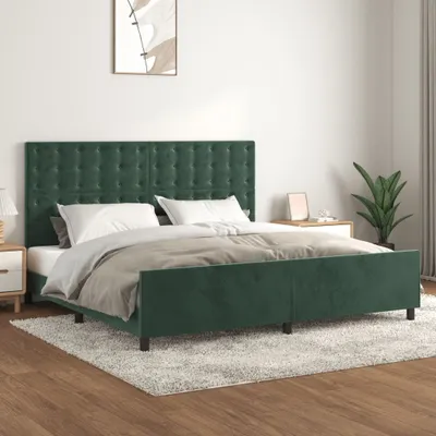 Produktbild von Cloris Designermöbel Bettgestell mit Kopfteil Dunkelgrün 200x200 cm Samt 2024 Neu