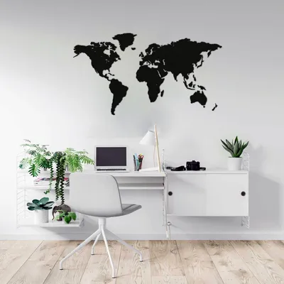 Zdjęcie produktu dla Giallobus - Mapa świata – czarna dekoracja ścienna z płyty MDF - 130x72 - Drewno MDF - Nero