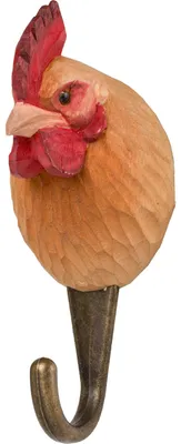 Image de Crochet décoratif "DecoHook" pour jardin animalier, en forme de poulet, couleur marron