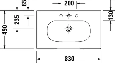 Produktbild von DURAVIT 2344830000 Möbelwaschtisch Viu 830mm, Weiß m.ÜL,