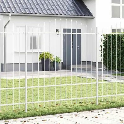 Zdjęcie produktu dla Maison Exclusive – ogrodzenie ogrodowe 7 szt. białe 170 x 215 cm stal malowana proszkowo