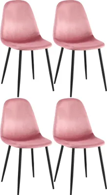 Produktbild von CLP 4er Set Esszimmerstühle Napier gepolstert bis 150 kg belastbar pink Material Samt