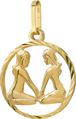 Produktbild von NKlaus Zwillinge Sternzeichen 585 Gelb Gold 14 Karat 15mm Kettenanhänger Horoskop Zodiak 13320