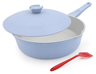 Zdjęcie produktu dla Solidchoice - Patelnia nieprzywierająca, 10 cali, z pokrywką i odpinanym uchwytem