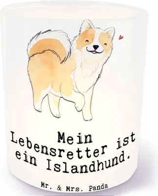 Produktbild von Mr. & Mrs. Panda Windlicht Glas Islandhund Lebensretter - Transparent - Geschenk, Kerzenglas, Kerzenhalter, Isländischer Schäferhund, Teelichthalter, Glaslaterne