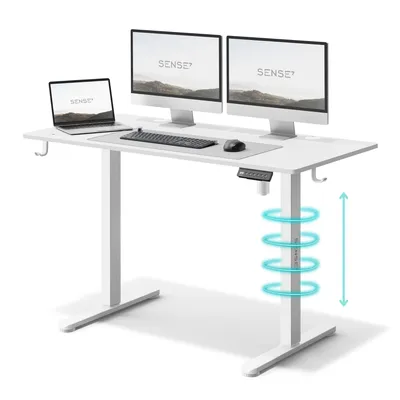 Produktbild von Sense7 Nojo Elektrisch Höhenverstellbarer Schreibtisch 120cm Weiß Gaming Tisch Ergonomisch Sitz-Steh-Tisch Memory-Funktion Home Office PC Tisch Leise