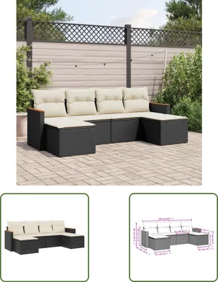 Produktbild von The Living Store 6-tlg. Garten-Sofagarnitur mit Kissen Schwarz Poly Rattan