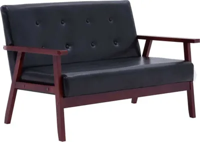 Produktbild von Sofa 2-Sitzer Schwarz Kunstleder