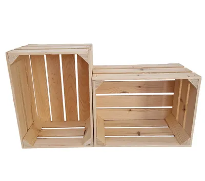 Produktbild von Holzkiste 40x30x23 cm 2er Set - Dekokiste Aufbewahrung als Schuhregal Bücherregal - Natur Vintage