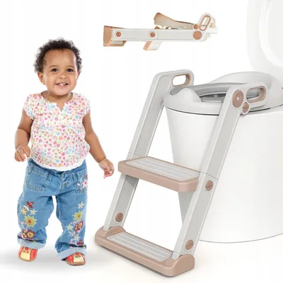 Zdjęcie produktu dla Primabobo ROSA nakładka WC z drabinką, składana 43–47 cm, złoto-różowa
