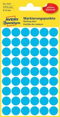 Produktbild von Avery Zweckform - Etikett Zweckform 3142 rund 12mm blau 270 Stück