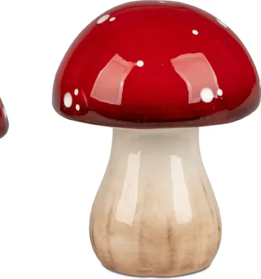 Produktbild von Deko Pilz HERBSTFARBEN H. 13cm weiß braun rot aus Steingut Formano H25