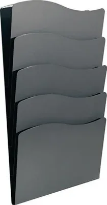 Obrázek produktu pro Držák na prospekty V430 x Š240 x Hmm Počet přihrádek 5 DIN A4 kovový černý