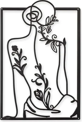 Produktbild von Wanddekoration aus Blech Frau mit Blumen Replikat Retro Design Dekoration