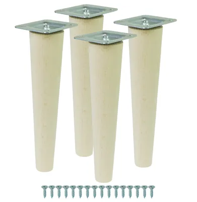 Produktbild von Möbelfüße 20 cm Höhe Holzfüße gerade aus Buche Holzmöbelfüße Tischbeine Möbelbeine Holz Schrank Beine Kegel 4 Stück