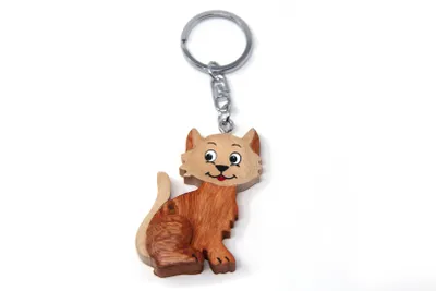 Produktbild von Schlüsselanhänger aus Holz - Katze